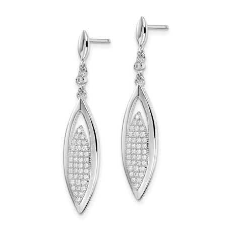 Sterling Silver Drop Earrings with Cubic Zirconia, Ichthys Fish Symbol Design for Women