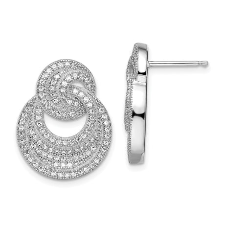 Sterling Silver Stud Earrings with Interlocking Circles, Cubic Zirconia Accents, Unity Design, Elegant for Everyday or Formal Wear, Minimalist Fashion Jewelry, Womens Eternity Statement Studs