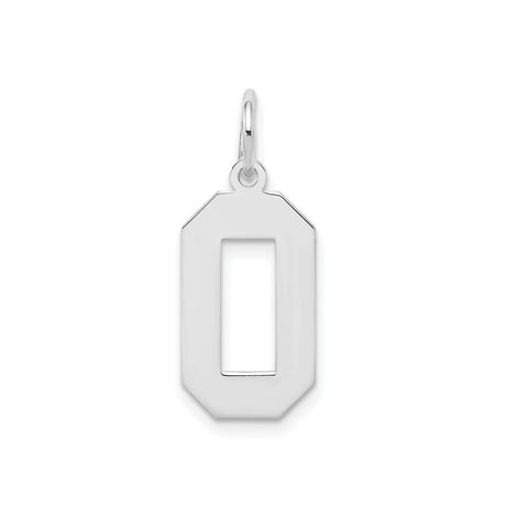 Sterling Silver Pendant, Number 0 Octagonal Cut-Out Charm with Polished Finish