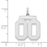 Medium Polish Number Double 00 with Top Charm Pendant in Real 925 Sterling Silver