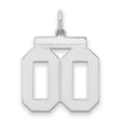 Medium Polish Number Double 00 with Top Charm Pendant in Real 925 Sterling Silver