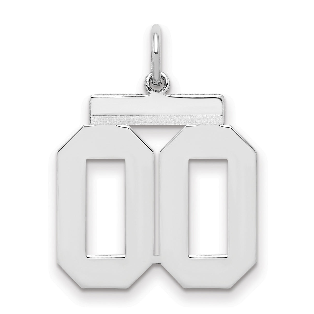 Medium Polish Number Double 00 with Top Charm Pendant in Real 925 Sterling Silver