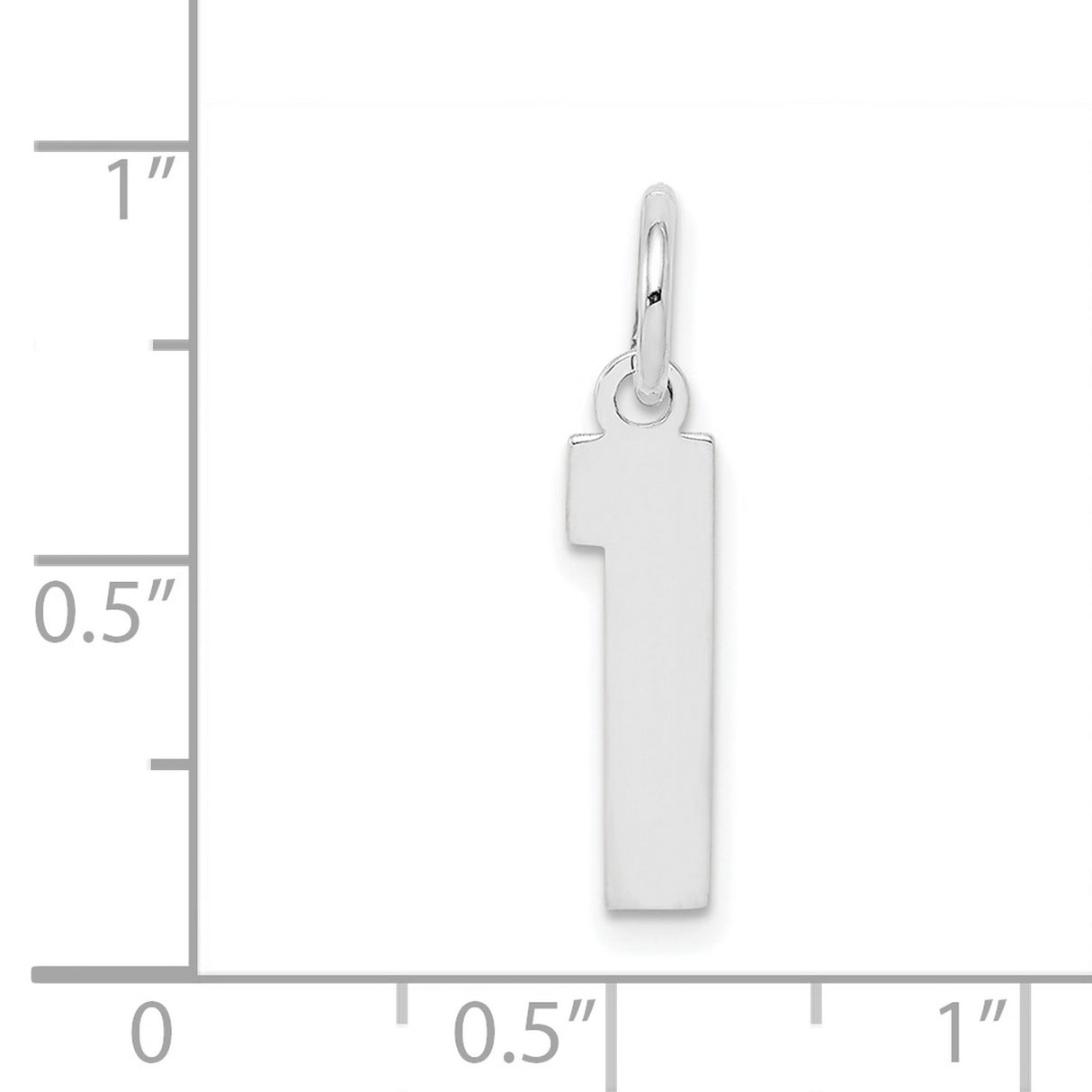 Sterling Silver Number One Pendant Charm, Unisex Polished Numeric Symbol for Necklace or Bracelet