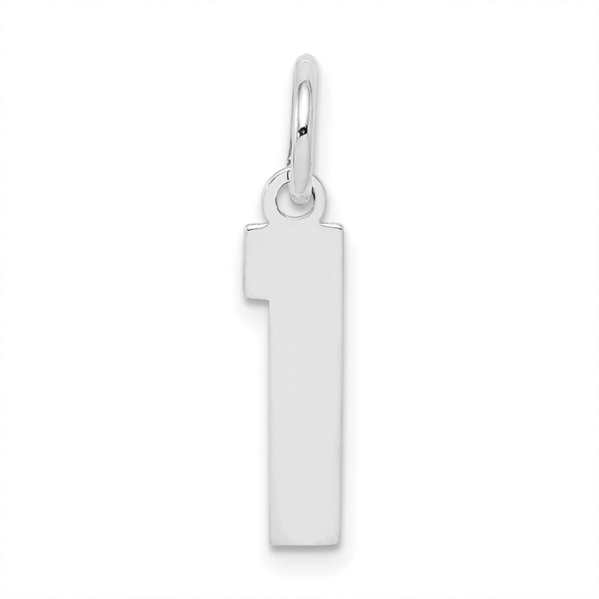 Sterling Silver Number One Pendant Charm, Unisex Polished Numeric Symbol for Necklace or Bracelet
