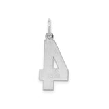 Sterling Silver Number Four Pendant Charm, Polished Modern Numerology Design