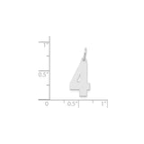 Sterling Silver Number Four Pendant Charm, Polished Modern Numerology Design