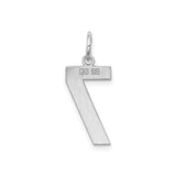 Sterling Silver Number 7 Pendant Charm, Polished Lucky Numerology Jewelry for Women or Unisex