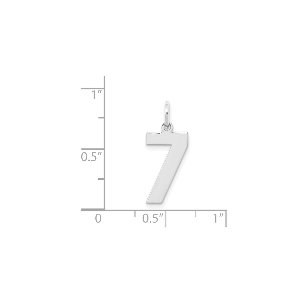 Sterling Silver Number 7 Pendant Charm, Polished Lucky Numerology Jewelry for Women or Unisex