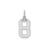 Sterling Silver Number 8 Pendant Charm, Bold Cutout Block Design, Unisex Numeric Jewelry