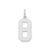Sterling Silver Number 8 Pendant Charm, Bold Cutout Block Design, Unisex Numeric Jewelry