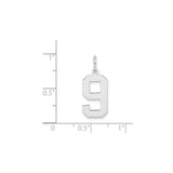 Sterling Silver Number 9 Pendant Charm, Bold Block Numeral Design, Unisex Jewelry