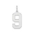 Sterling Silver Number 9 Pendant Charm, Bold Block Numeral Design, Unisex Jewelry