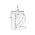 Sterling Silver Number 12 Pendant Charm, Bold Block Sports Style, Unisex Team Spirit Jewelry