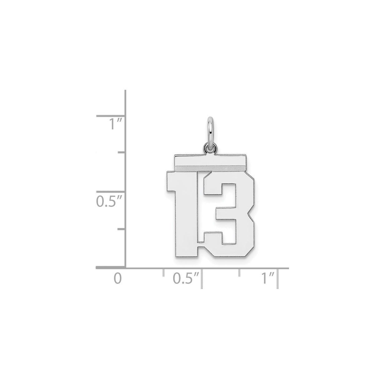 Sterling Silver Number 13 Pendant with Bold Sports Style Font for Men or Women