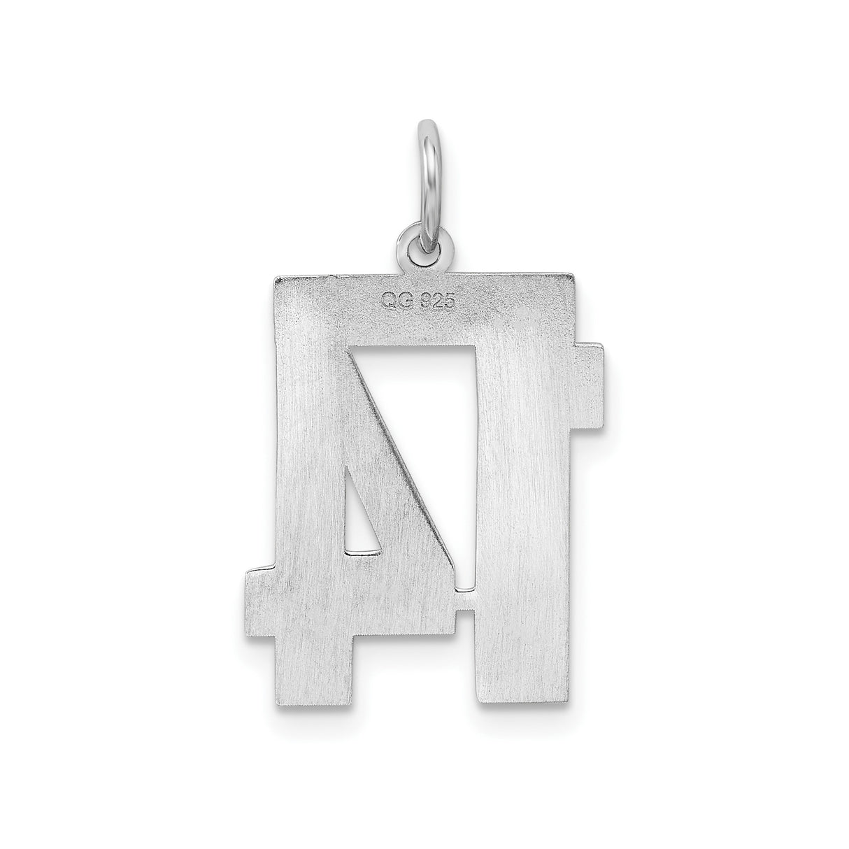 Sterling Silver Number 14 Pendant, Bold Block Style, High-Polish Finish, Unisex Sports Charm