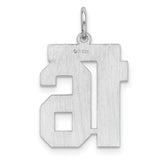 Sterling Silver Number 16 Pendant, Bold Athletic Font Jersey Style Charm for Men and Women