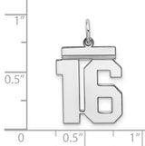 Sterling Silver Number 16 Pendant, Bold Athletic Font Jersey Style Charm for Men and Women