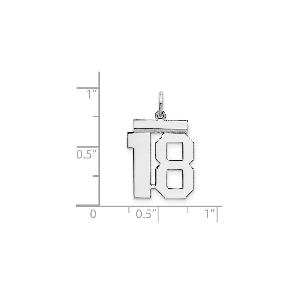 Sterling Silver Number 18 Pendant with Polished Finish, Bold Block Numerals