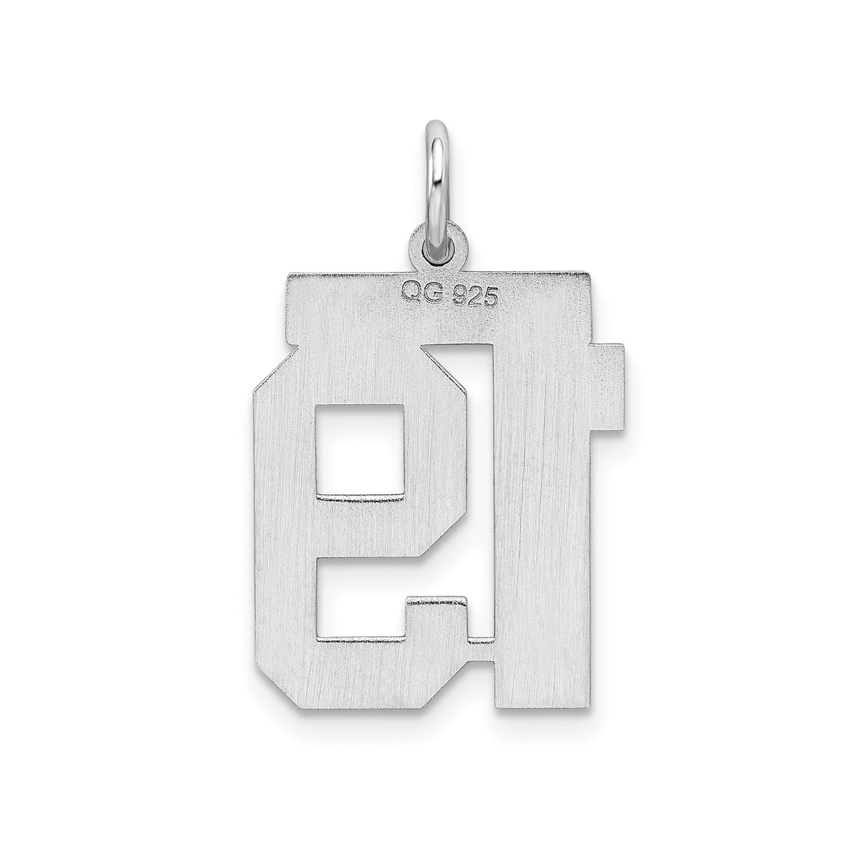 Sterling Silver Number 19 Pendant, Bold Varsity Font, Sports Milestone Charm