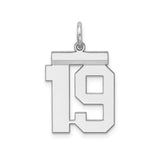 Sterling Silver Number 19 Pendant, Bold Varsity Font, Sports Milestone Charm