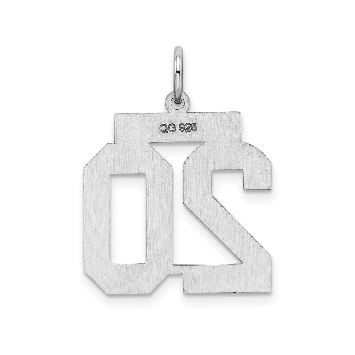 Sterling Silver Number 20 Pendant, Bold Block Style Jersey Charm, Unisex Sports Jewelry