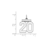 Sterling Silver Number 20 Pendant, Bold Block Style Jersey Charm, Unisex Sports Jewelry