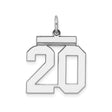 Sterling Silver Number 20 Pendant, Bold Block Style Jersey Charm, Unisex Sports Jewelry