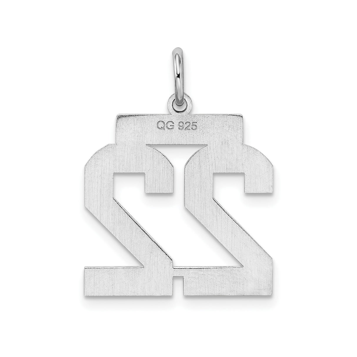 Sterling Silver Number 22 Pendant, Bold Block Design, Sports Fan Jewelry for Men, Women, or Teens