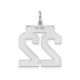 Sterling Silver Number 22 Pendant, Bold Block Design, Sports Fan Jewelry for Men, Women, or Teens