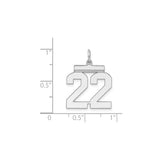 Sterling Silver Number 22 Pendant, Bold Block Design, Sports Fan Jewelry for Men, Women, or Teens