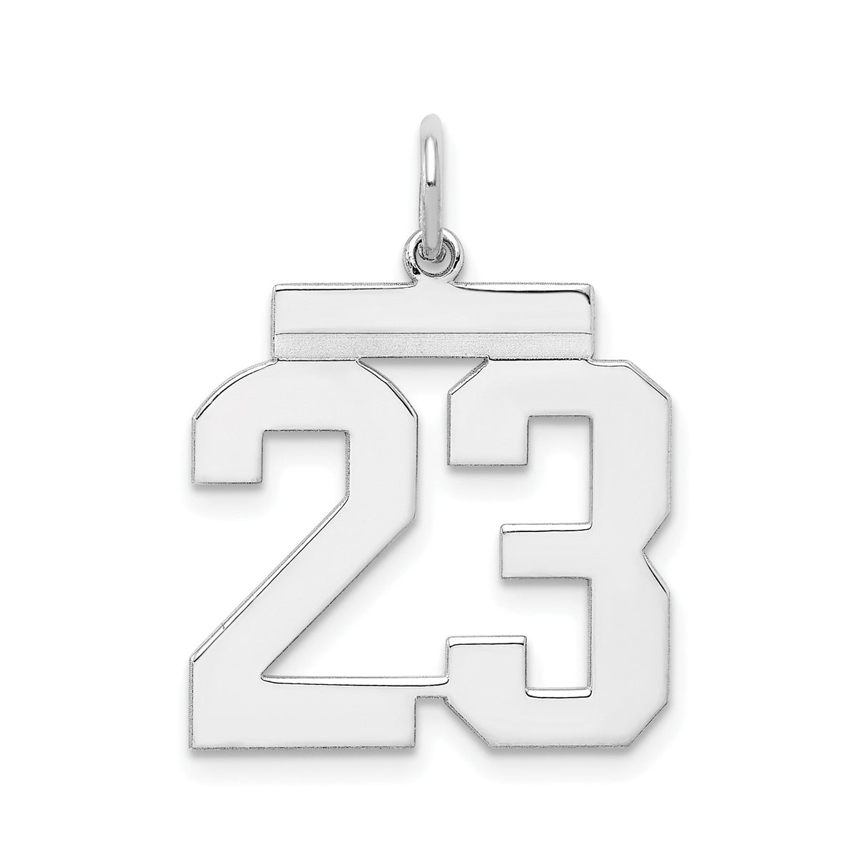 Sterling Silver Number 23 Pendant, Bold Sports Style Charm for Men or Women