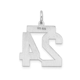 Sterling Silver Number 24 Pendant, Block Font Sports Charm for Men and Women