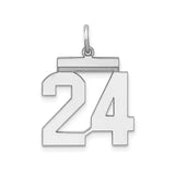 Sterling Silver Number 24 Pendant, Block Font Sports Charm for Men and Women
