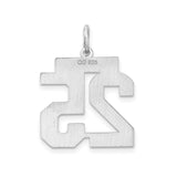 Sterling Silver Pendant, Number 25 Block Design, Polished Finish, Unisex Charm