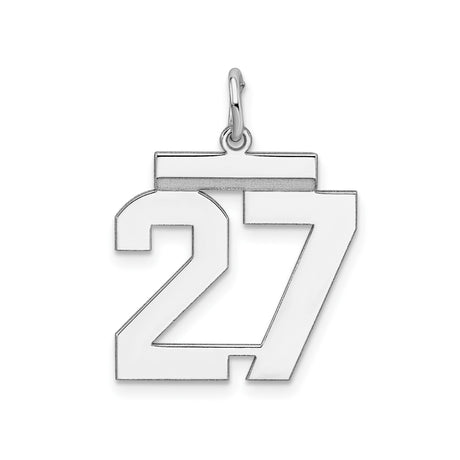Sterling Silver Number 27 Pendant, Bold Font Design, Sports or Numerology Charm