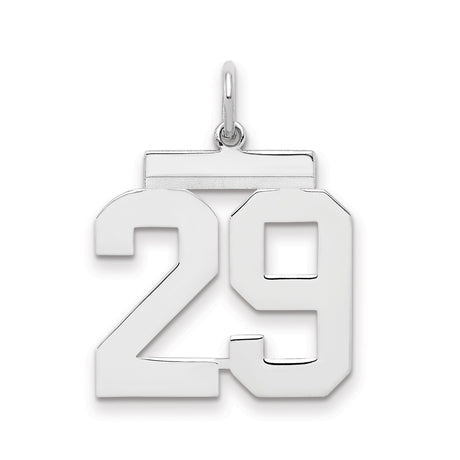 Sterling Silver Number 29 Pendant, Bold Varsity Style Charm for Men and Women