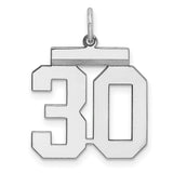 Gold Plated Medium Polished Number 30 Charm Pendant in Real 925 Sterling SIlver