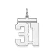 Sterling Silver Number 31 Pendant, Bold Athletic Font, Unisex Sports Charm