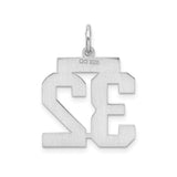 Sterling Silver Number 32 Pendant, Unisex Sports Charm for Team Pride or Jersey Fan Jewelry
