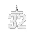 Sterling Silver Number 32 Pendant, Unisex Sports Charm for Team Pride or Jersey Fan Jewelry