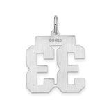 Sterling Silver Number 33 Pendant Charm, Bold Block Font Jersey Style for Sports Fans
