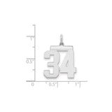 Sterling Silver Number 34 Pendant, Bold Athletic Charm with Jersey Style Digits