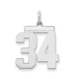 Sterling Silver Number 34 Pendant, Bold Athletic Charm with Jersey Style Digits
