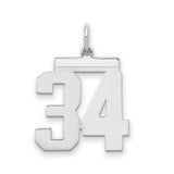 Sterling Silver Number 34 Pendant, Bold Athletic Charm with Jersey Style Digits