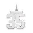 Medium Polished Number 35 Charm Pendant in Real 925 Sterling Silver