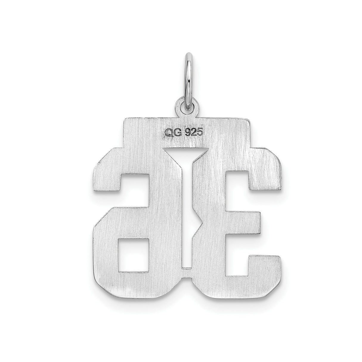 Medium Polished Number 36 Charm Pendant in Real 925 Sterling Silver