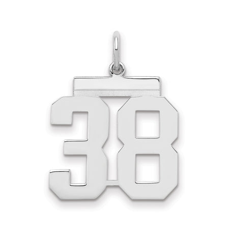 Sterling Silver Number 38 Pendant, Bold Block Sports Charm, Unisex Jersey-Inspired Jewelry