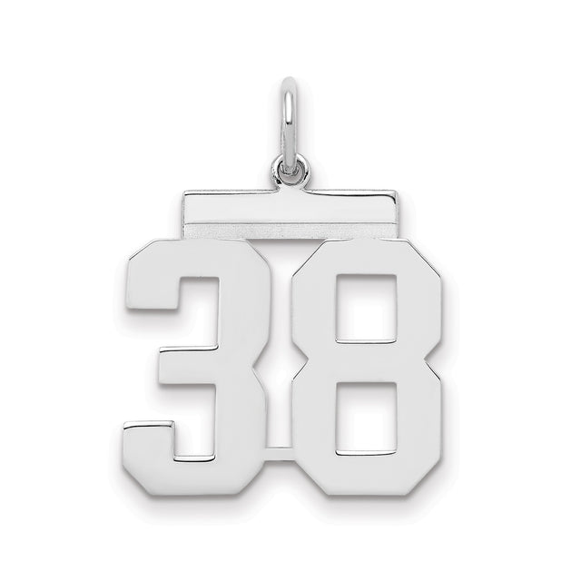 Sterling Silver Number 38 Pendant, Bold Block Sports Charm, Unisex Jersey-Inspired Jewelry