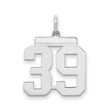 Medium Polished Number 39 Charm Pendant in Real 925 Sterling Silver