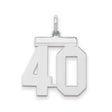 Sterling Silver 40 Pendant, Polished Number Charm for Birthday or Milestone Celebration